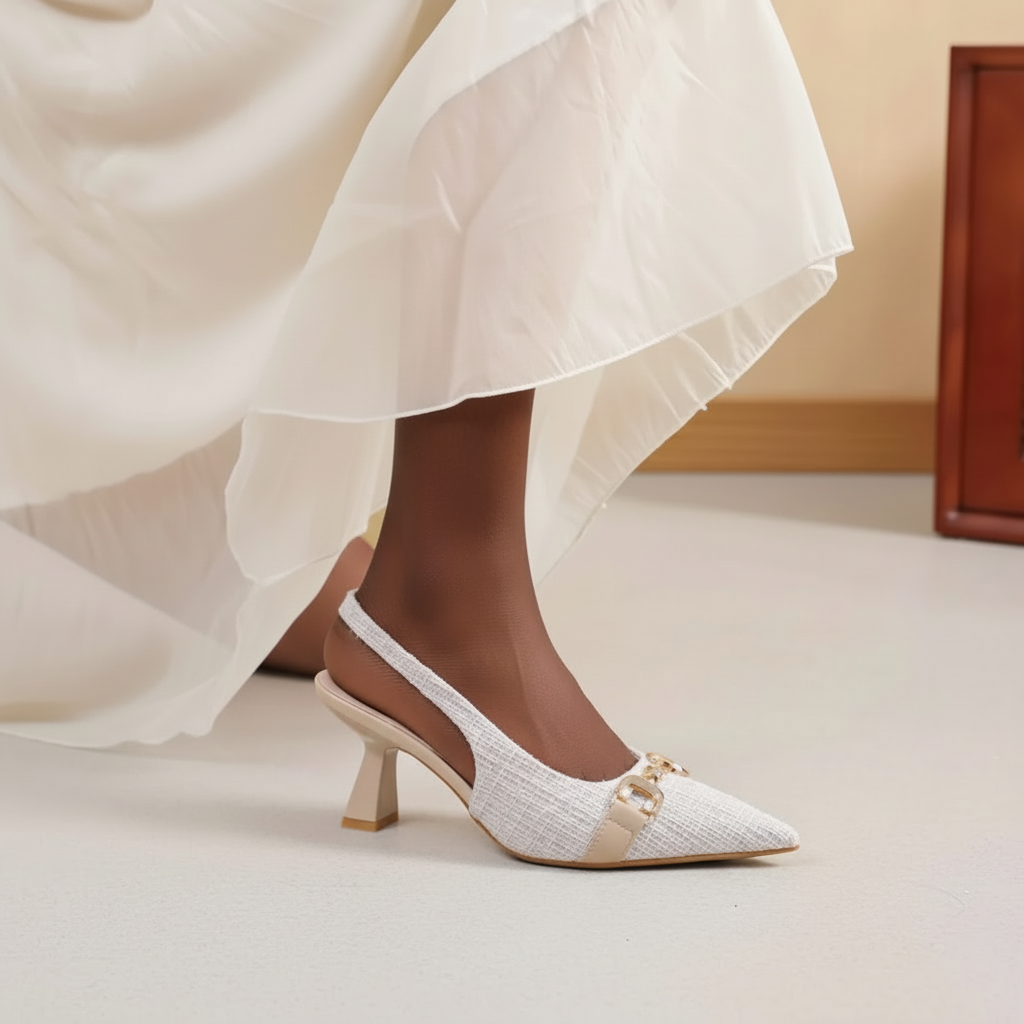Escarpins Slingbacks à Chaîne Dorée