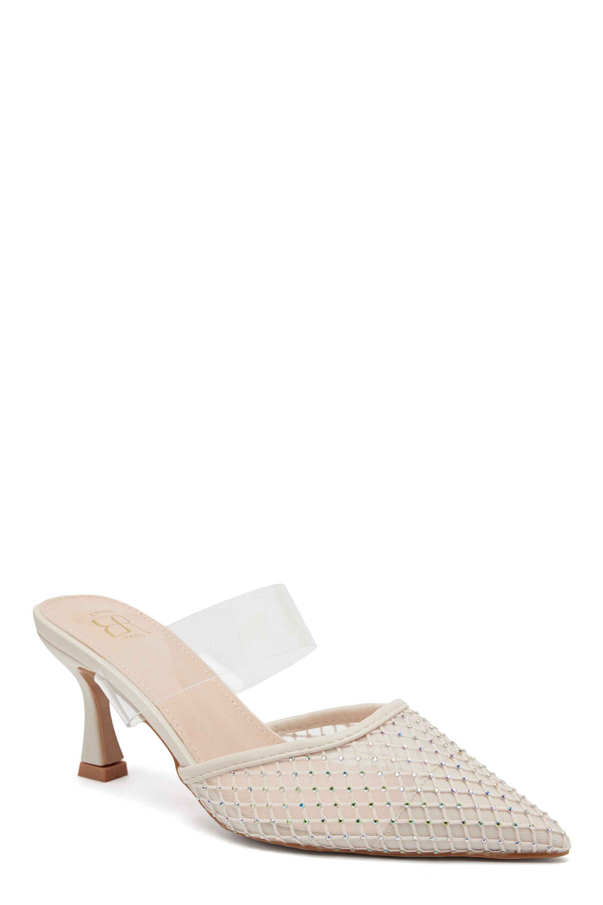 Escarpins en mesh et une bride transparente