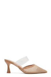 Escarpins en mesh et une bride transparente