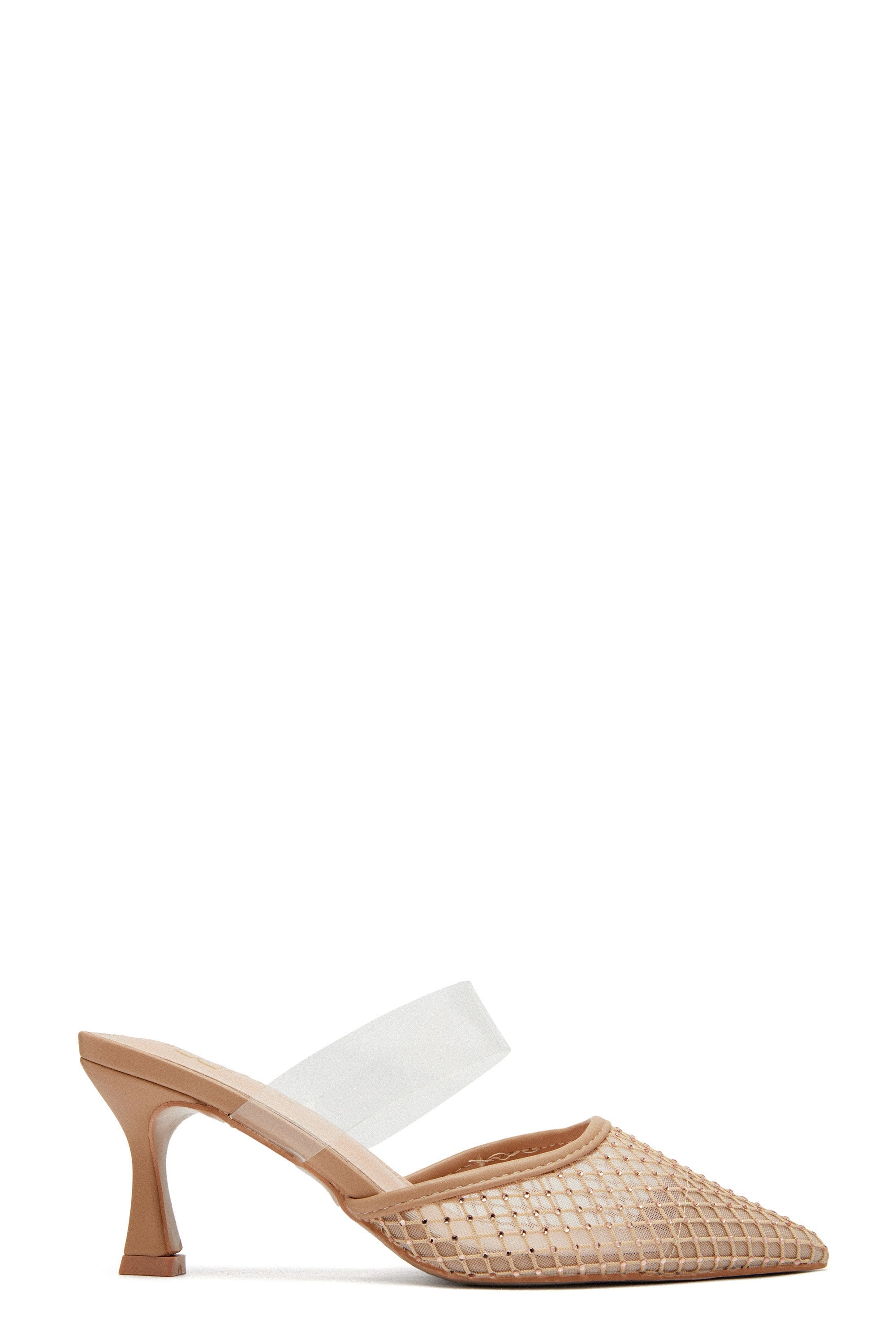 Escarpins en mesh et une bride transparente