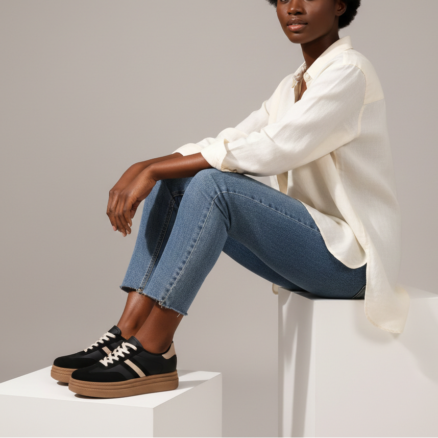 Baskets iconiques noires à semelle épaisse