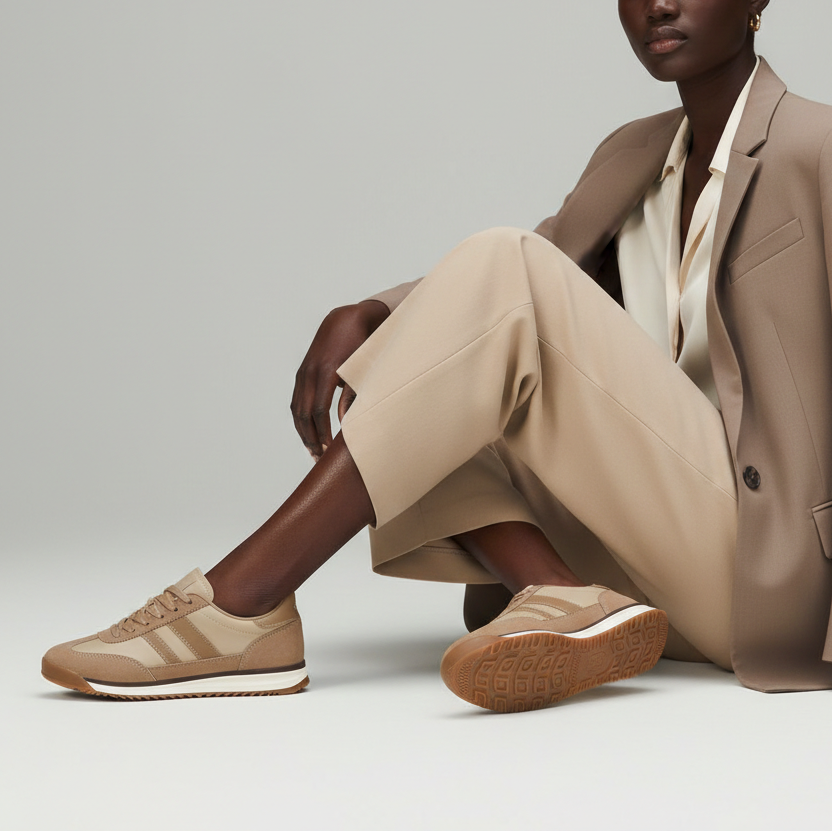 Baskets basiques avec une combinaison de matières