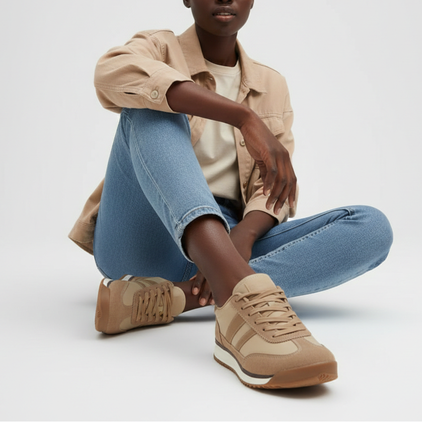 Baskets basiques avec une combinaison de matières