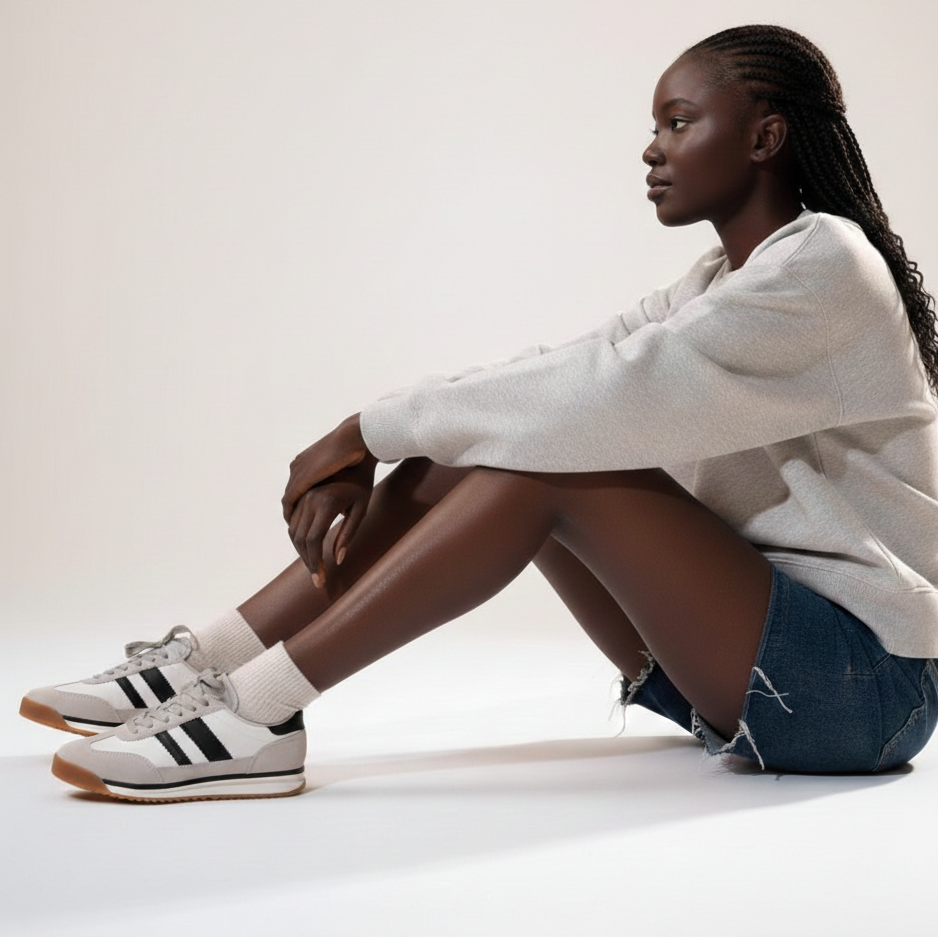 Baskets basiques avec une combinaison de matières