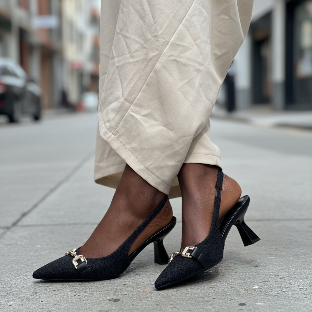 Escarpins Slingbacks à Chaîne Dorée