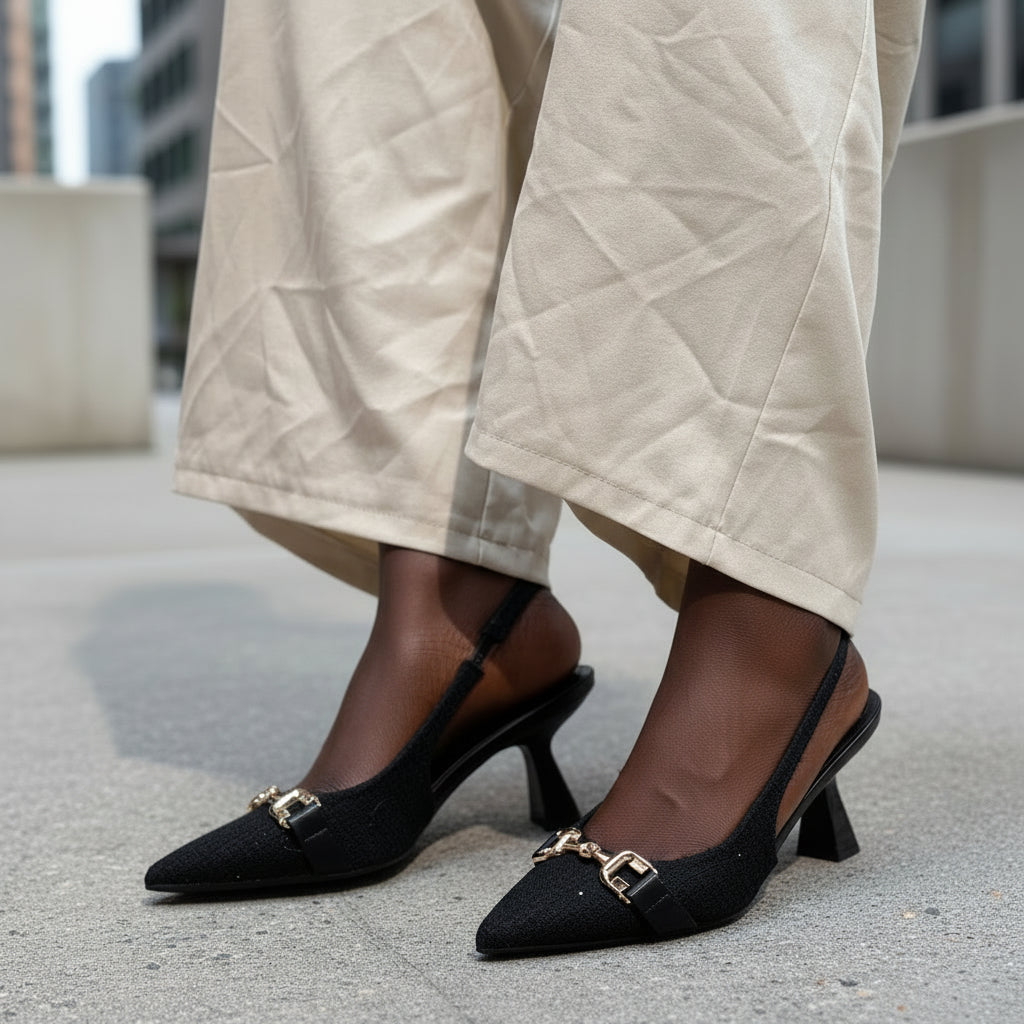Escarpins Slingbacks à Chaîne Dorée
