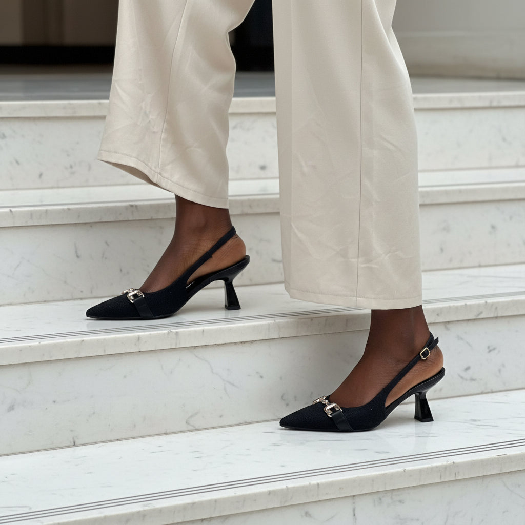 Escarpins Slingbacks à Chaîne Dorée