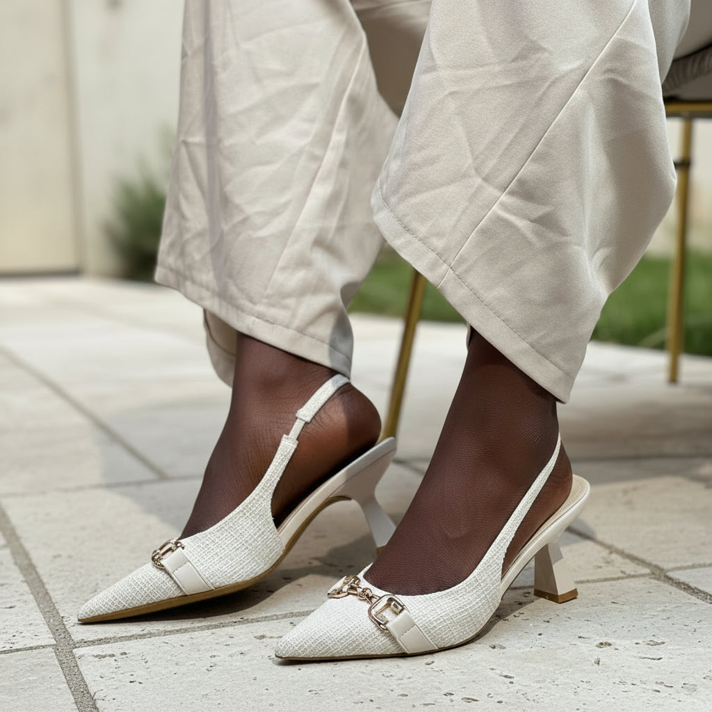 Escarpins Slingbacks à Chaîne Dorée