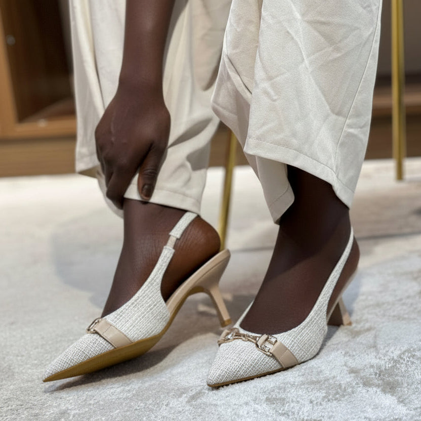 Escarpins Slingbacks à Chaîne Dorée
