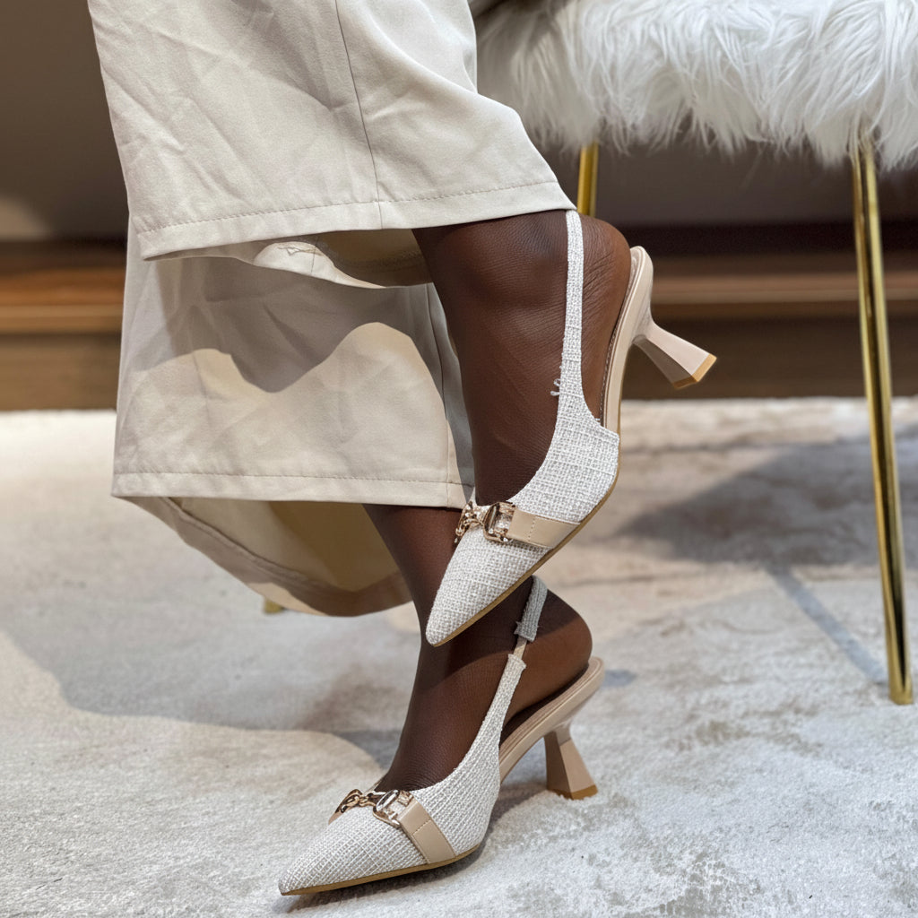 Escarpins Slingbacks à Chaîne Dorée